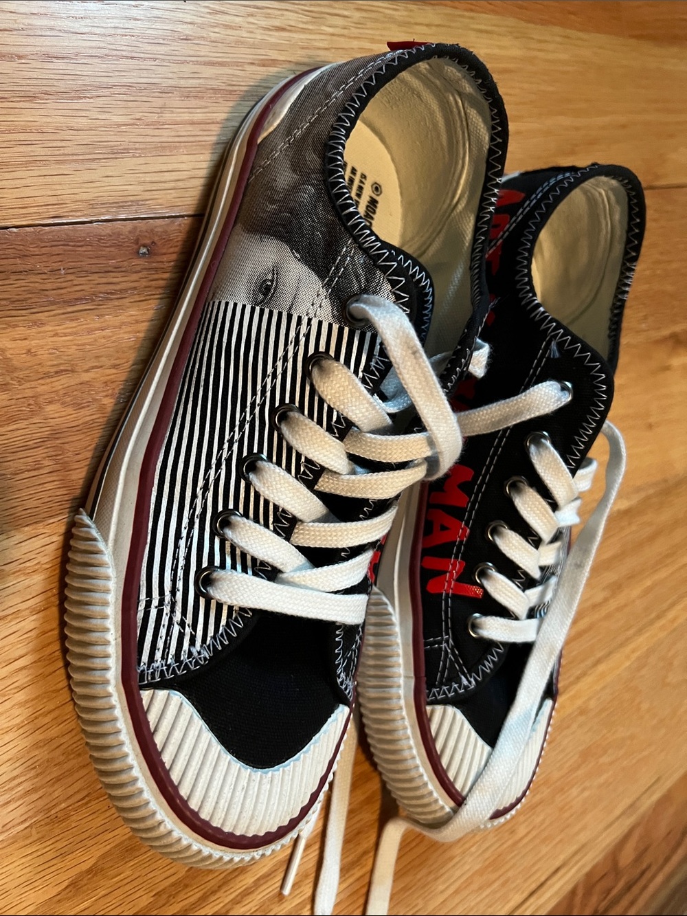 Black & White Graphic Low-Top Sneakers by Moaconcept size 37 - Picture 2 of 6